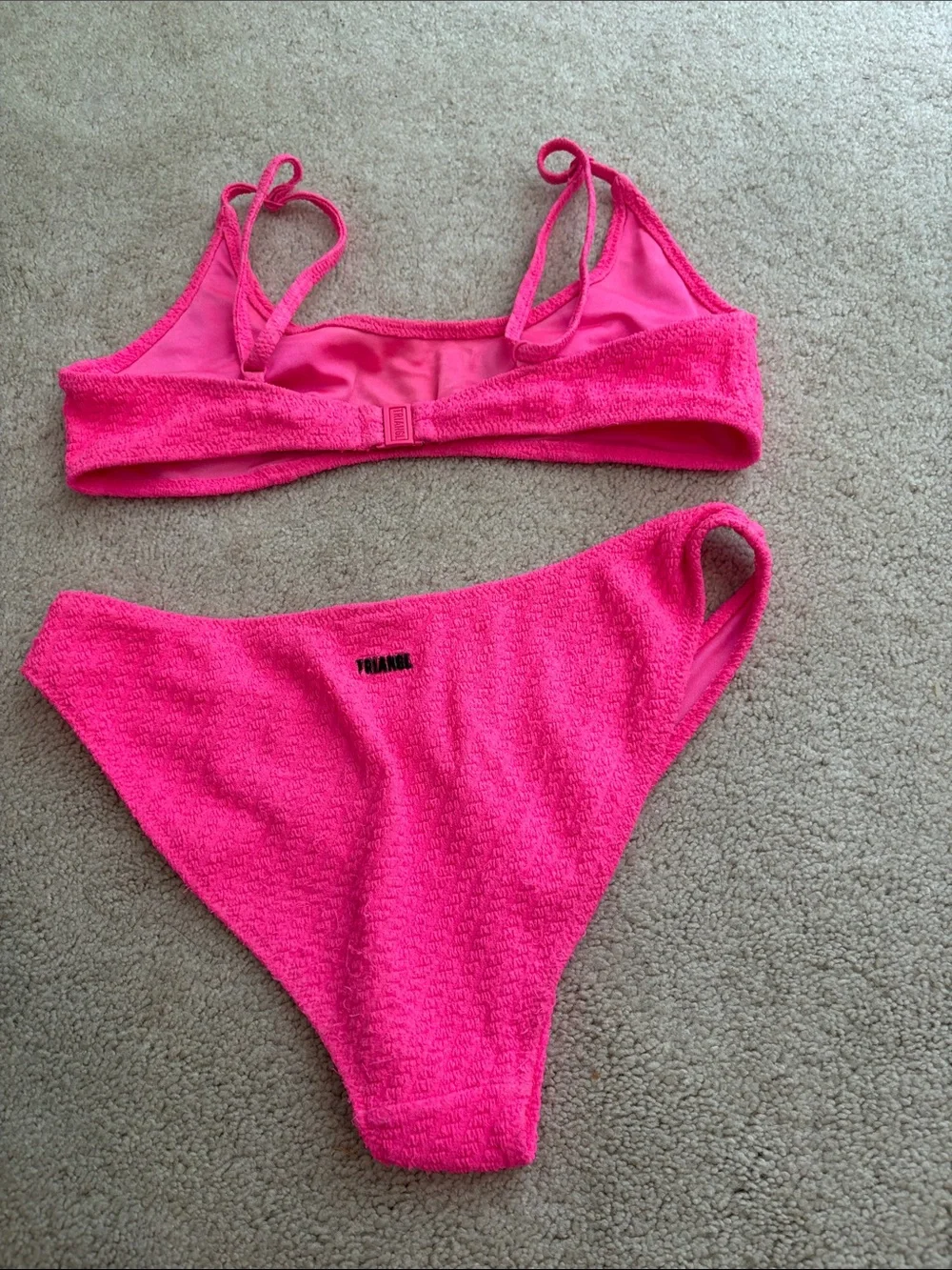 triangl swimwear Hot Pink Textured Bikini Set